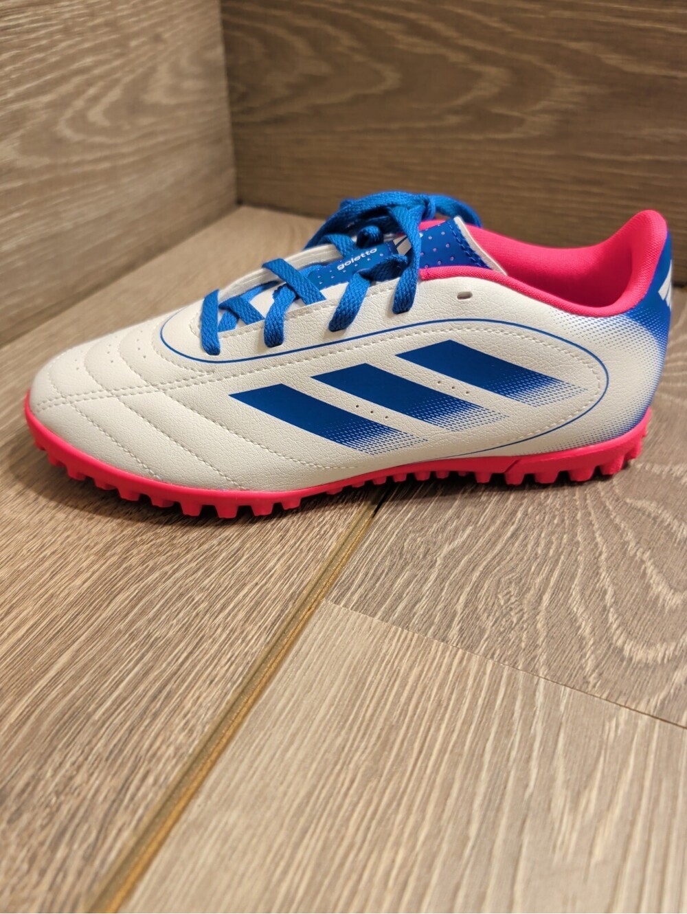 adidas Goletto IX Turf Cleats Kids Size 3.5 White Blue Pink